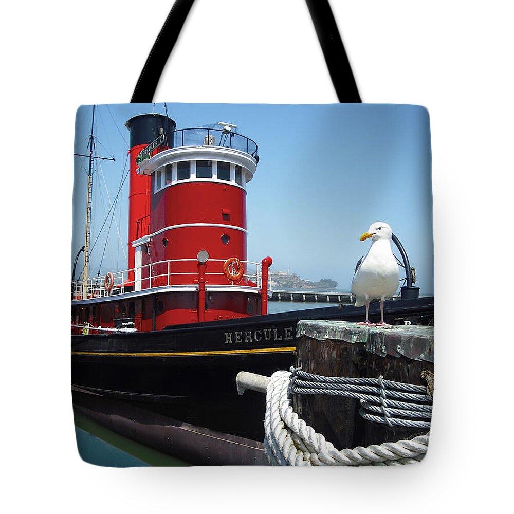 Ship Tote Bag featuring the photograph Tug Boat at Port by Carlos Diaz