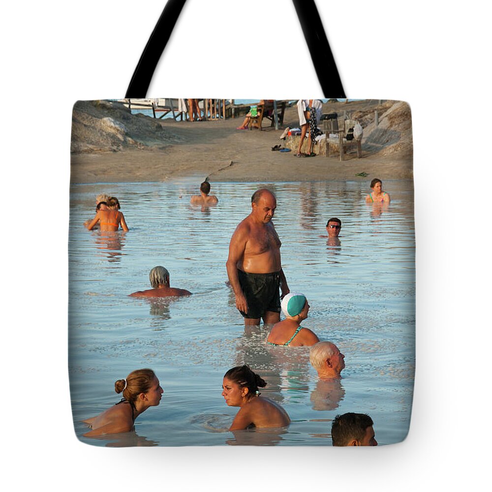 People Tote Bag featuring the photograph Tourists And Locals In Therapeutic by Dallas Stribley