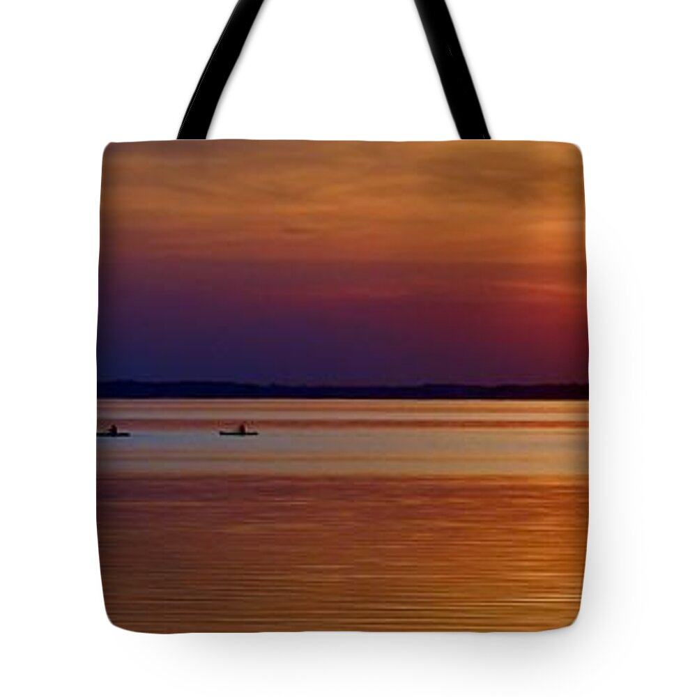 Beach Bum Pics Tote Bag featuring the photograph Tours End - Kayak Sunset Photo by Billy Beck