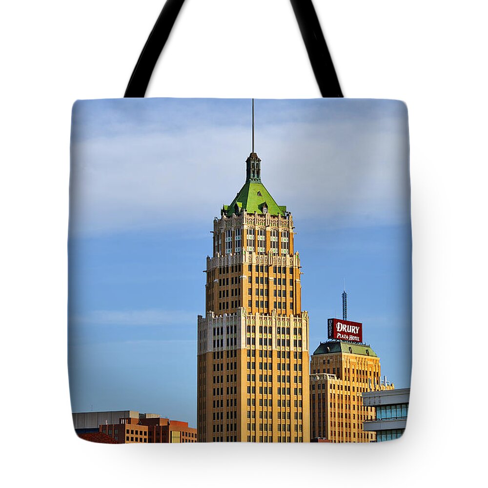 Tower Life Building Tote Bag featuring the photograph Tower Life Building San Antonio TX by Alexandra Till