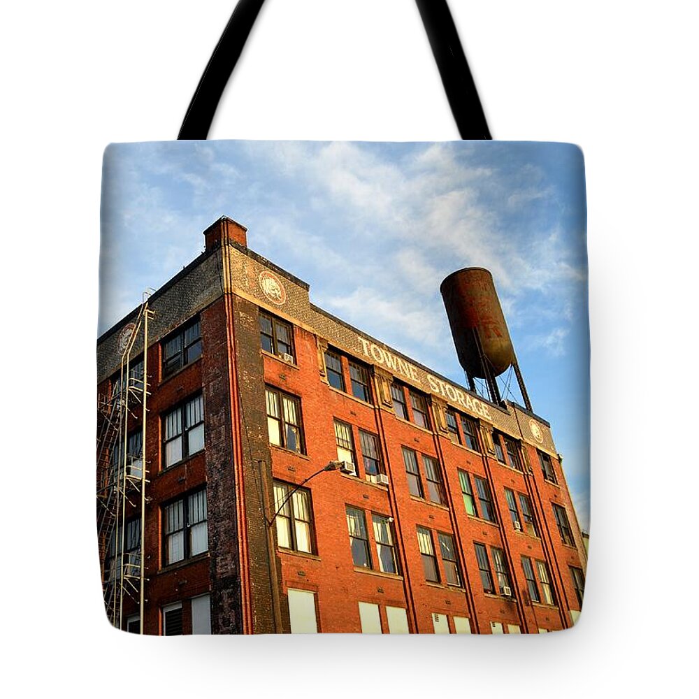 Towne Storage Tote Bag featuring the photograph Towne Storage Building by Laureen Murtha Menzl