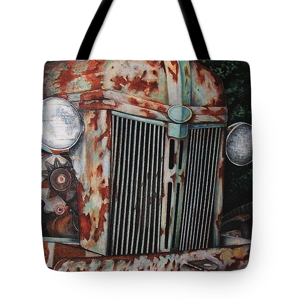 Drawing Tote Bag featuring the drawing Old Tractor by David Neace