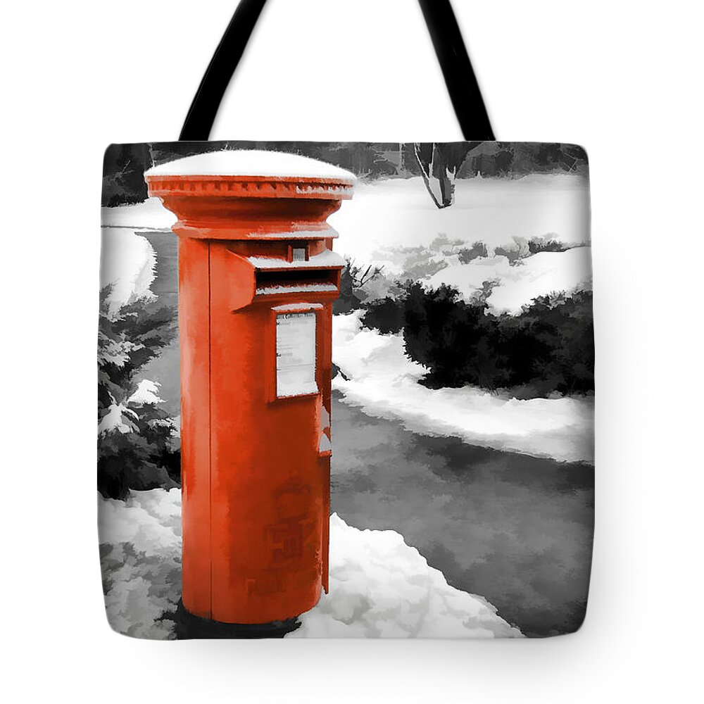 British Tote Bag featuring the photograph Painted effect - Traditional red post box by Sue Leonard