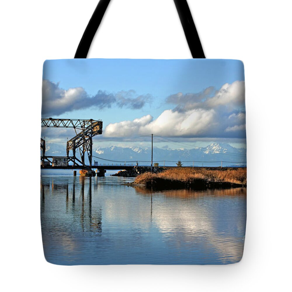 Train Tote Bag featuring the photograph Train Bridge by Chris Anderson