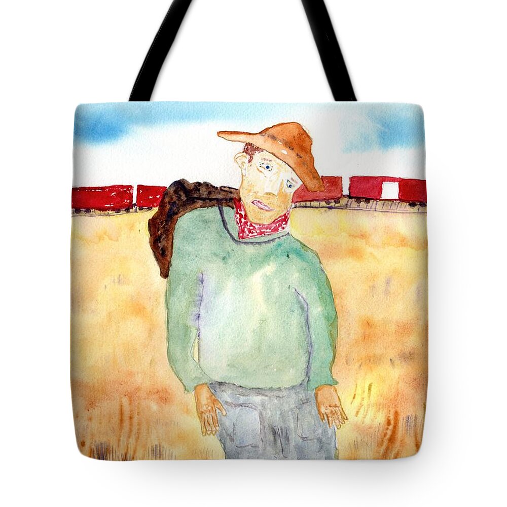 Jim Taylor Tote Bag featuring the painting Train Escape by Jim Taylor