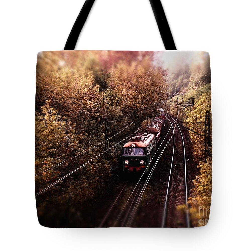 Train Tote Bag featuring the photograph Train by Justyna Jaszke JBJart