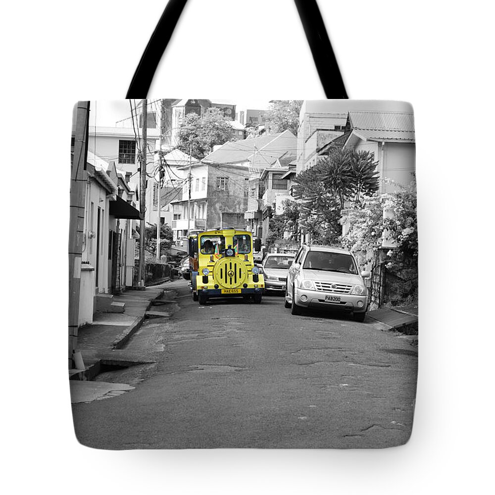 Train Tote Bag featuring the painting Train Ride by Laura Forde