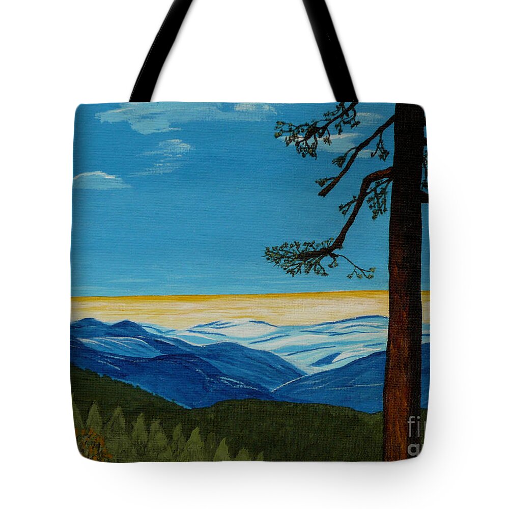 Mountain Tote Bag featuring the painting Tranquil Solitude by Anthony Dunphy