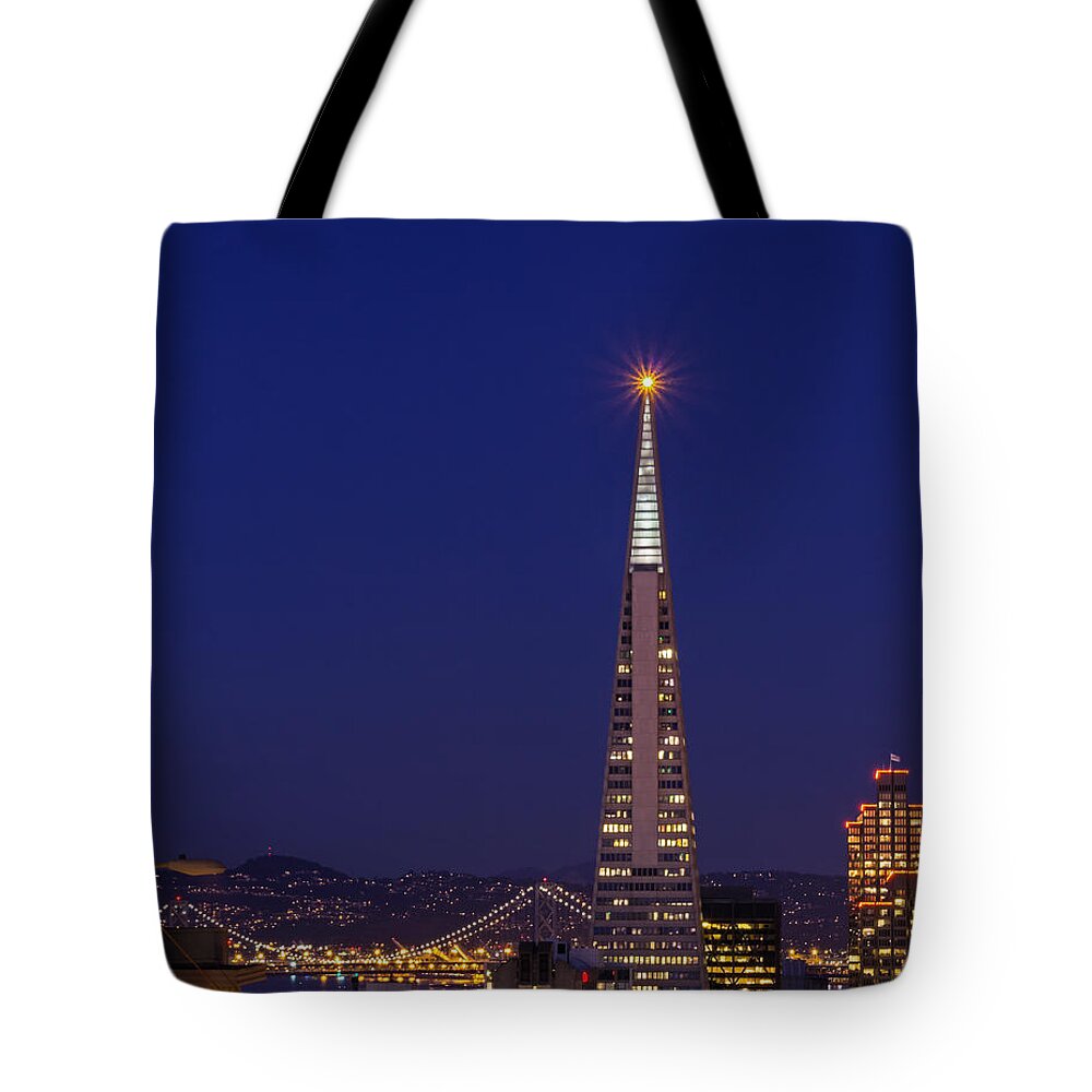 Nob Hill Tote Bag featuring the photograph Transamerica Blue Hour by Kate Brown