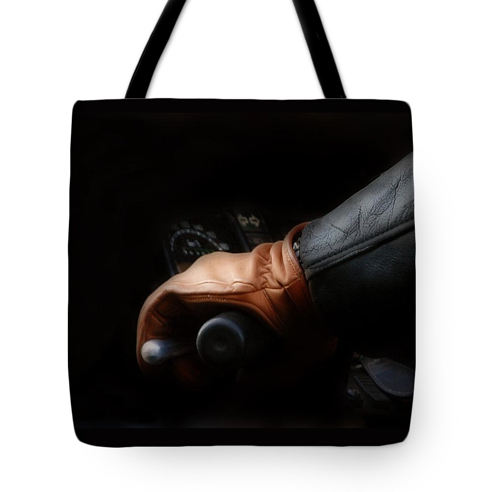 Leather Tote Bag featuring the photograph Leather Goes For A Ride by Ginger Wakem
