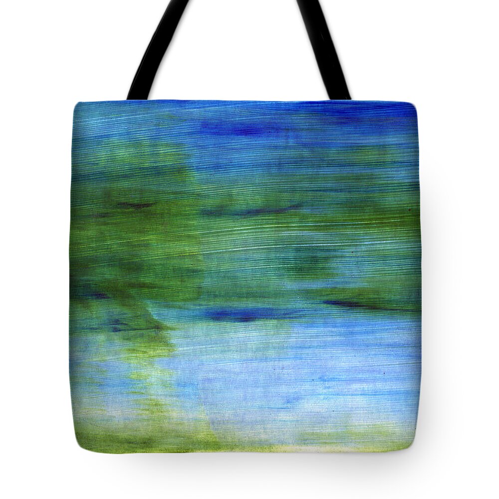 Abstract Tote Bag featuring the painting Traveling West by Linda Woods