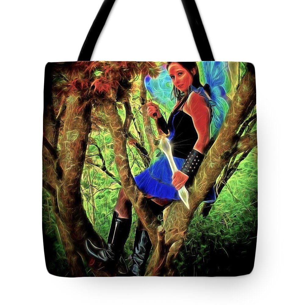 Fairy Tote Bag featuring the painting Tree Fairy by Jon Volden