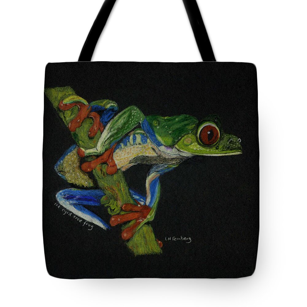 Frog Tote Bag featuring the painting Tree Frog by Linda Feinberg