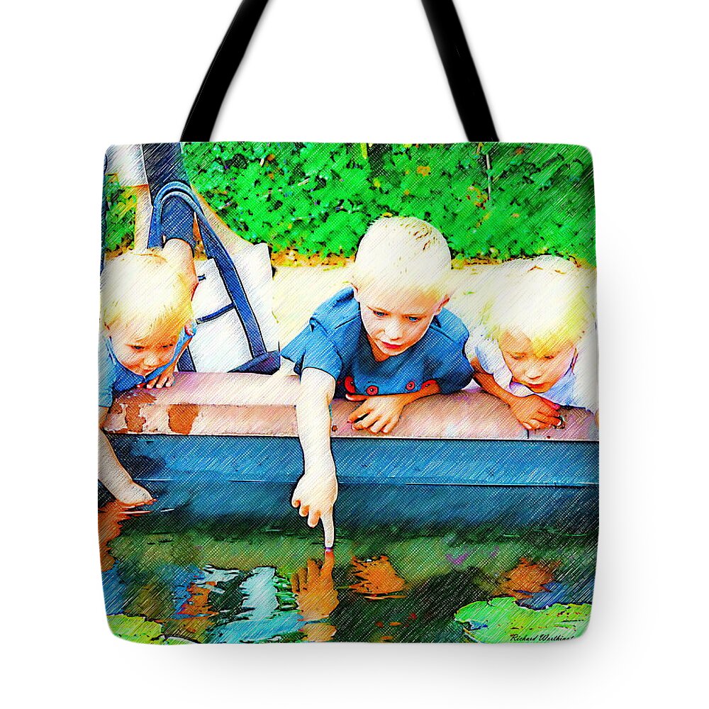 Children Tote Bag featuring the drawing A Childs World by Richard Worthington