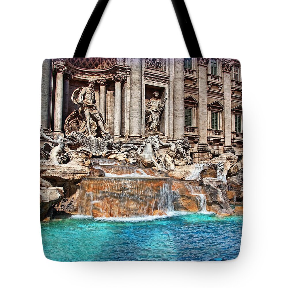 Rome Tote Bag featuring the photograph Trevi Fountain by Hanny Heim