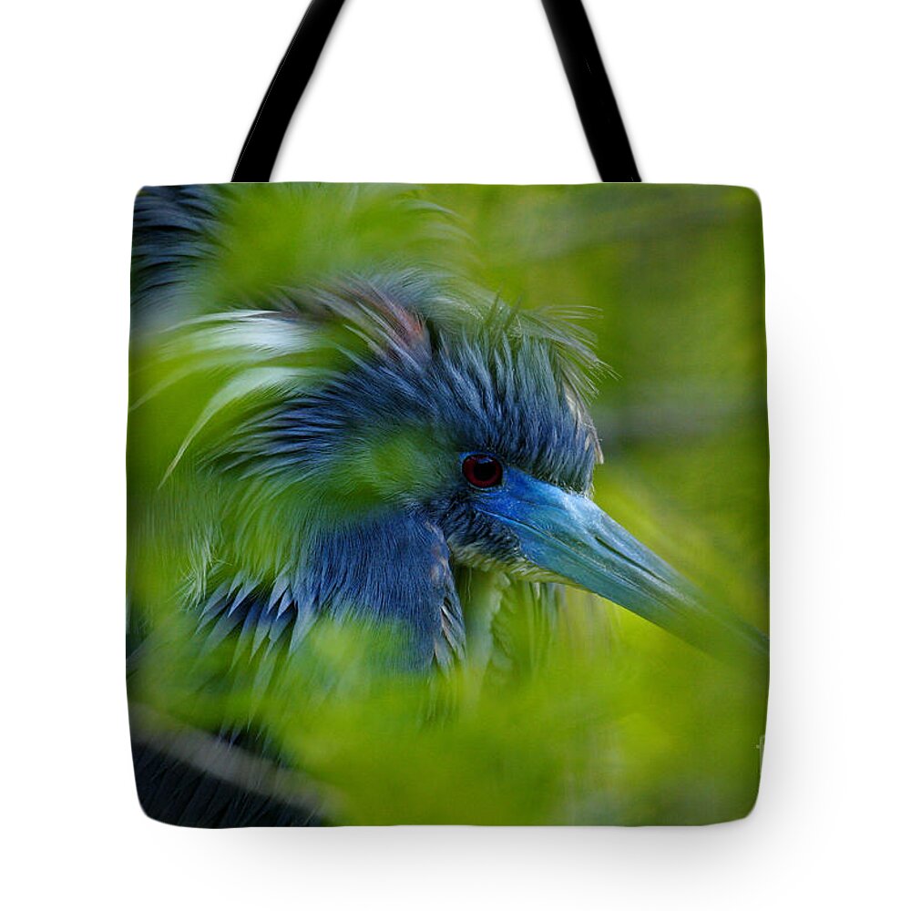 Green Tote Bag featuring the photograph Tri-colored Heron Concealed by John F Tsumas