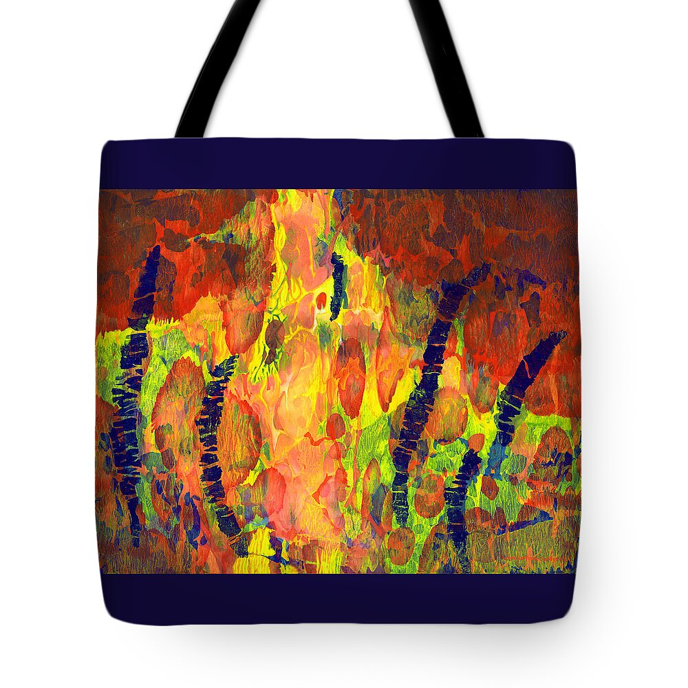 Abstract Tote Bag featuring the painting Tribal Essence by Lynda Hoffman-Snodgrass