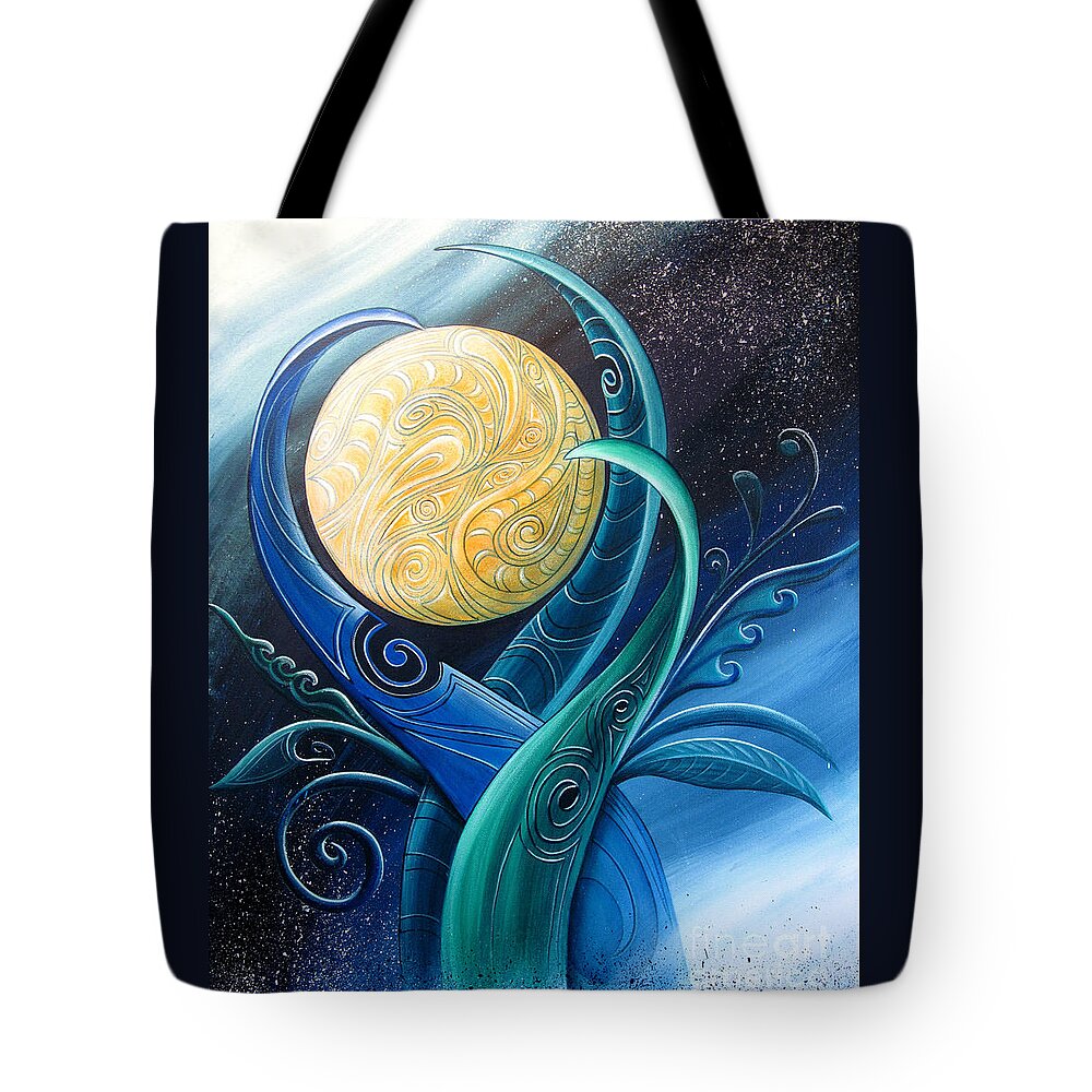 Harvest Moon Tote Bag featuring the painting Tribal Moon by Reina Cottier