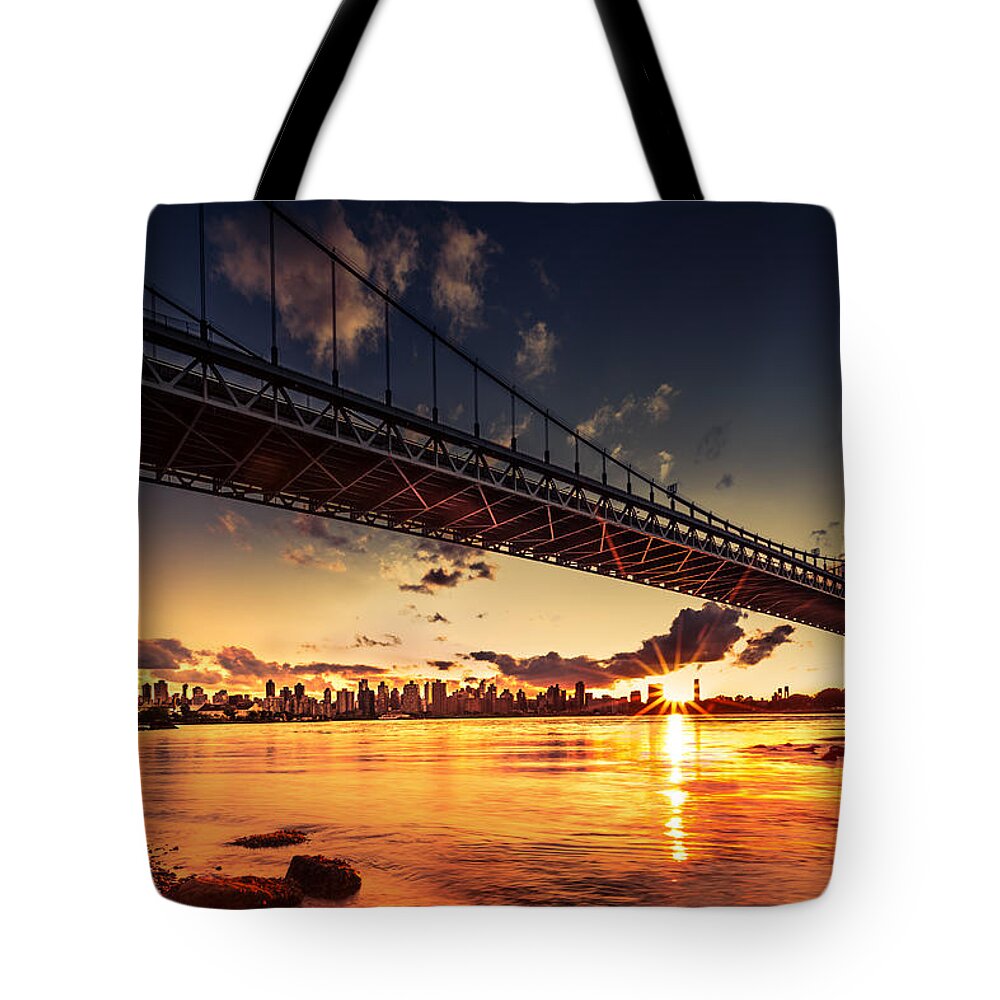 Astoria Park Tote Bag featuring the photograph Triboro Sunset by Mihai Andritoiu