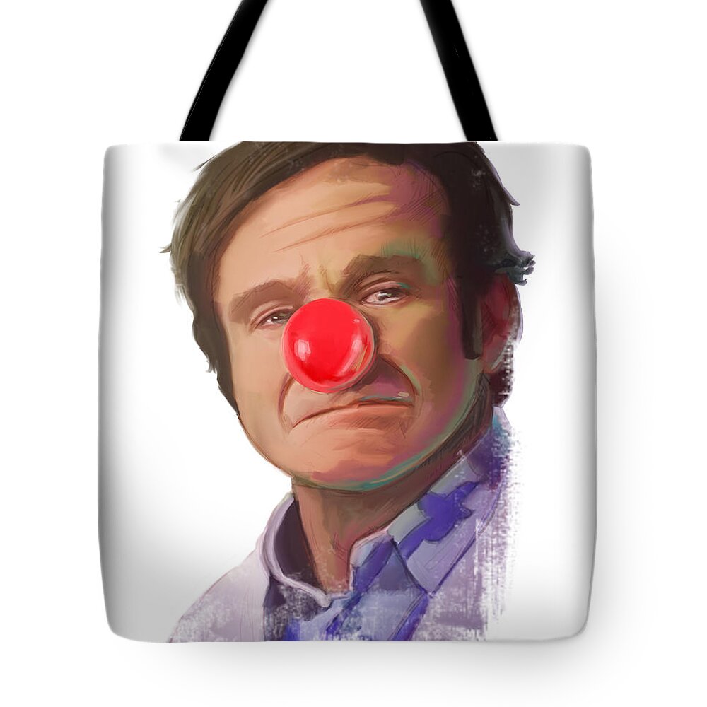 Robin Williams Tote Bag featuring the painting Tribute to Robin Williams by Brett Hardin