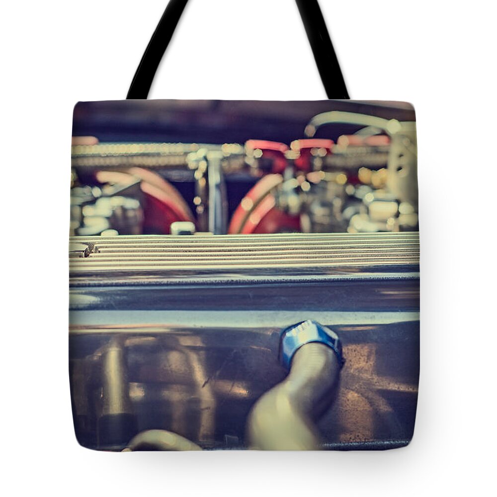Style Tote Bag featuring the photograph Triumph TR4 Engine by Spikey Mouse Photography