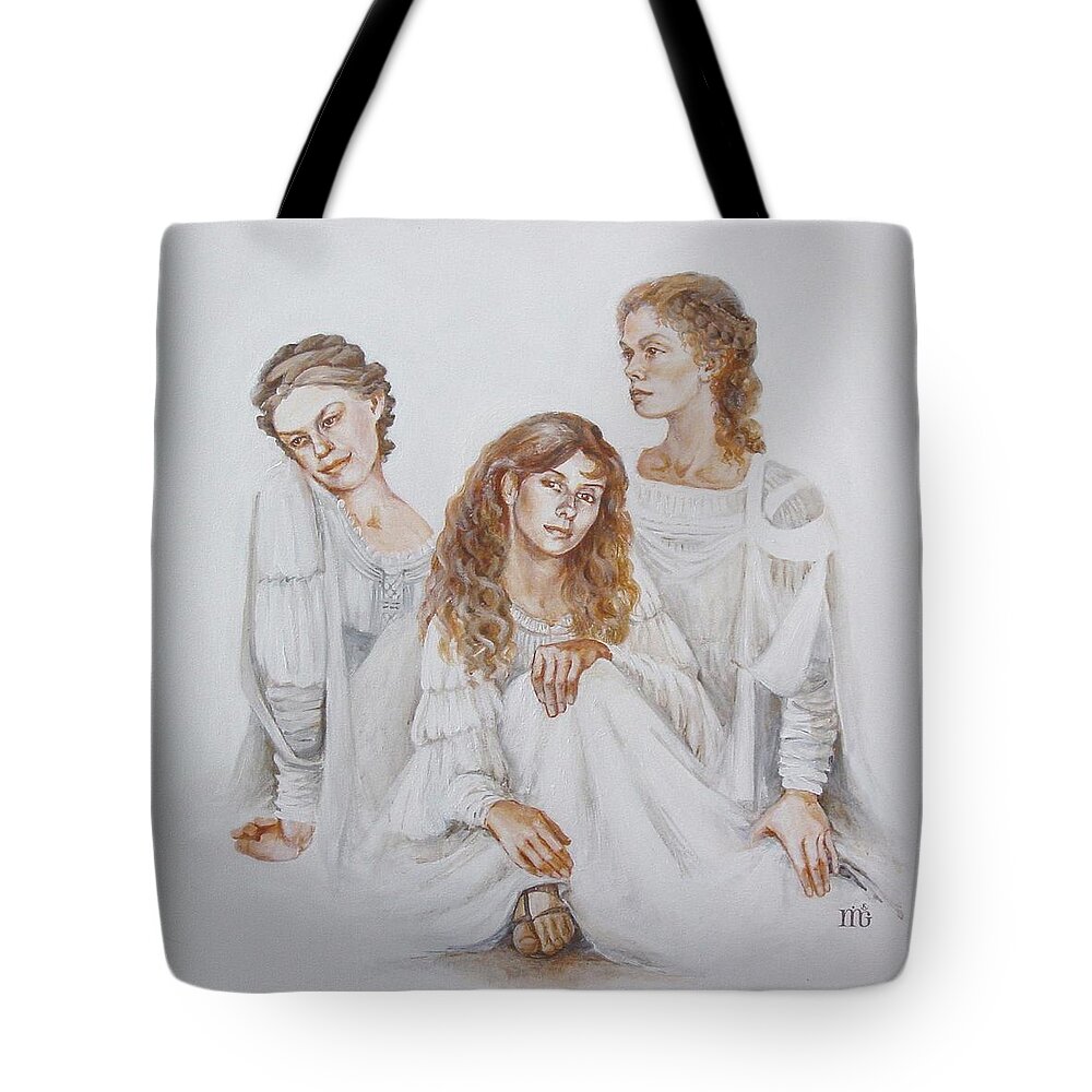 People Tote Bag featuring the painting Trois by Marina Gnetetsky