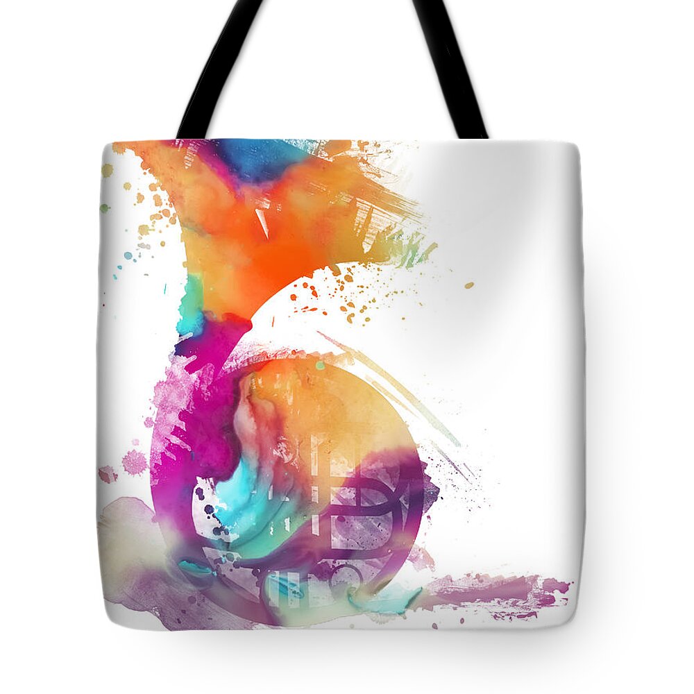 French Horn Tote Bag featuring the digital art French horn watercolor musical instruments by Justyna Jaszke JBJart