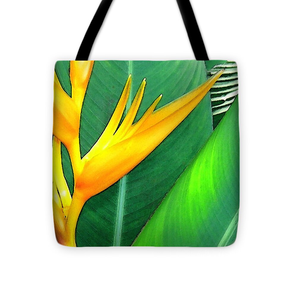 Yellow Heliconia Tote Bag featuring the photograph Tropical Fingers by James Temple