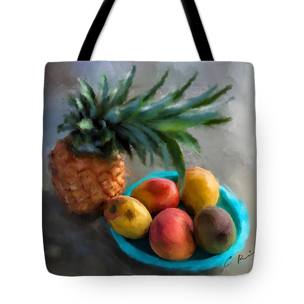Fruits Tote Bag featuring the painting Tropical Fruits by Charlie Roman