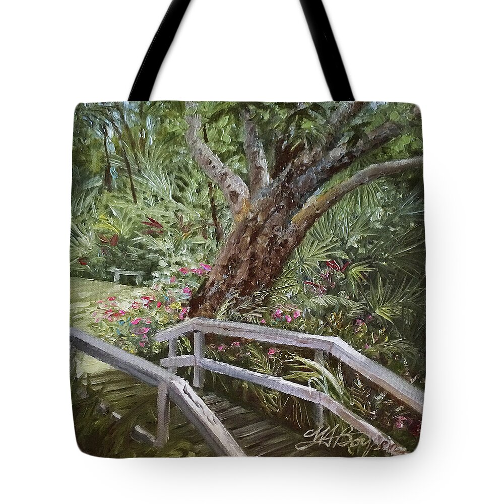 Tropical Garden Tote Bag featuring the painting Tropical Garden by Maryann Boysen