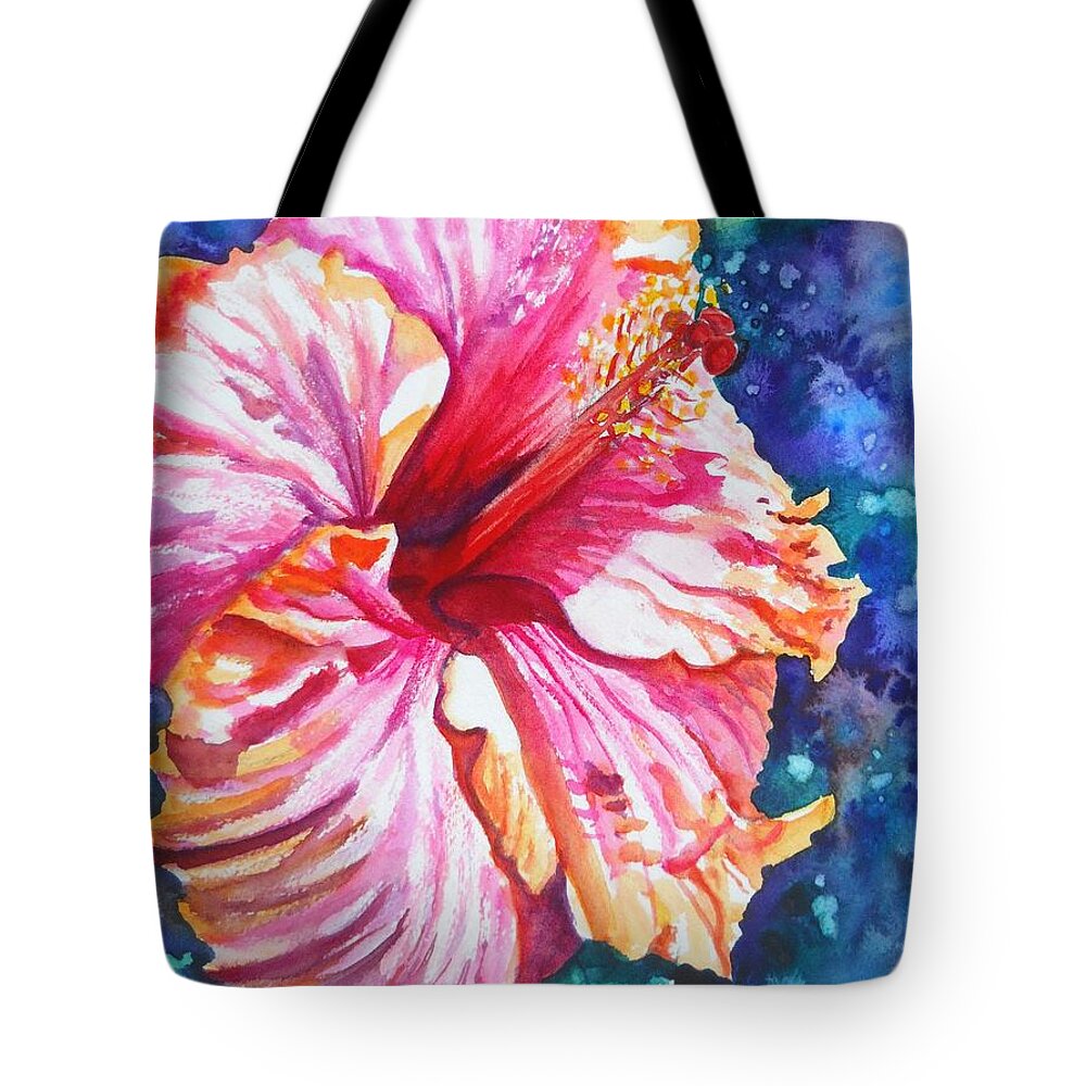 Hibiscus Tote Bag featuring the painting Tropical Hibiscus 4 by Marionette Taboniar