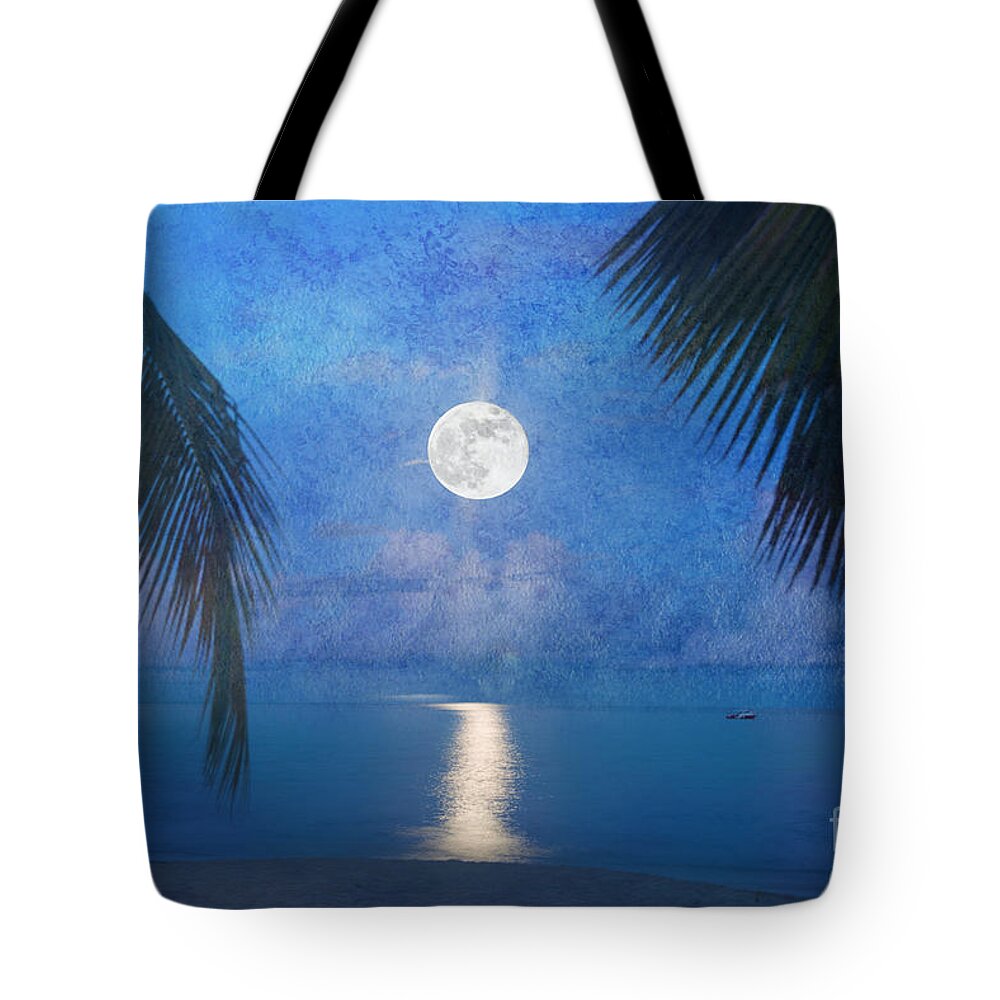 Seascape Tote Bag featuring the photograph Tropical Moonglow by Betty LaRue