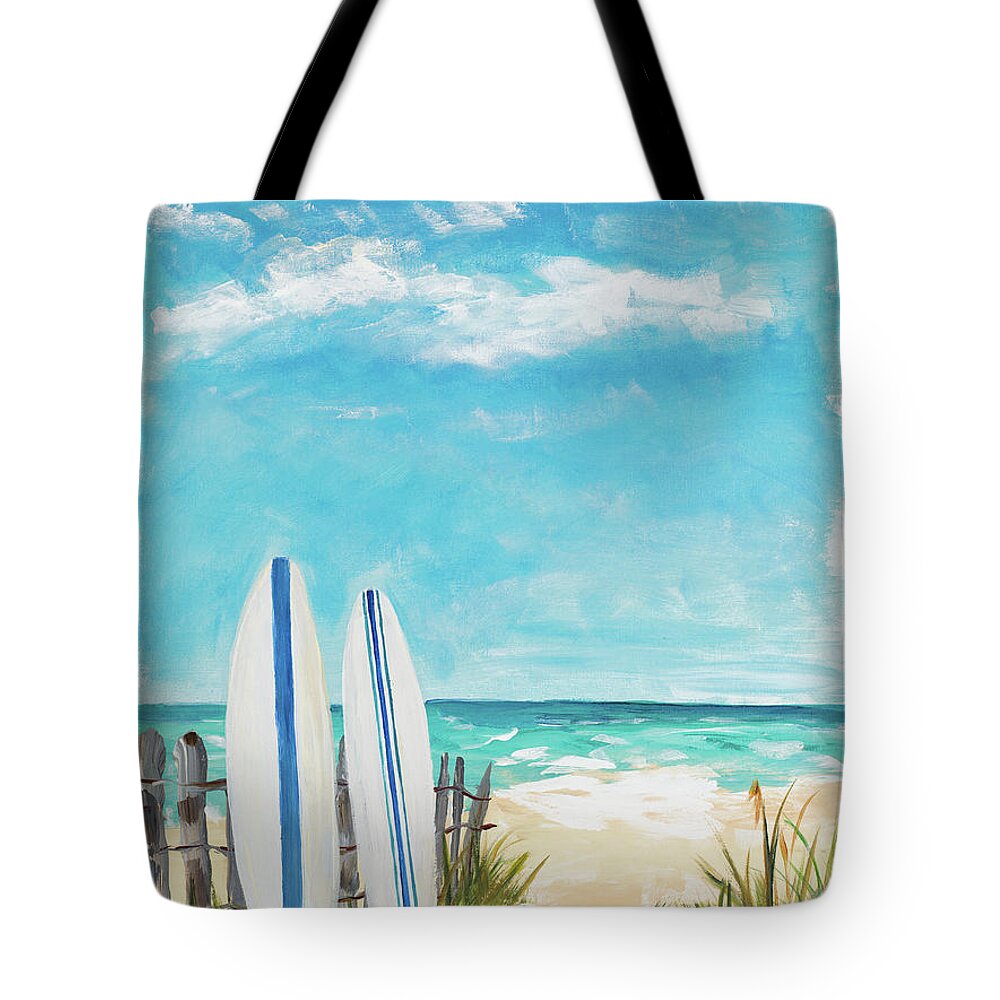 Tropical Tote Bag featuring the digital art Tropical Surf II by Julie Derice