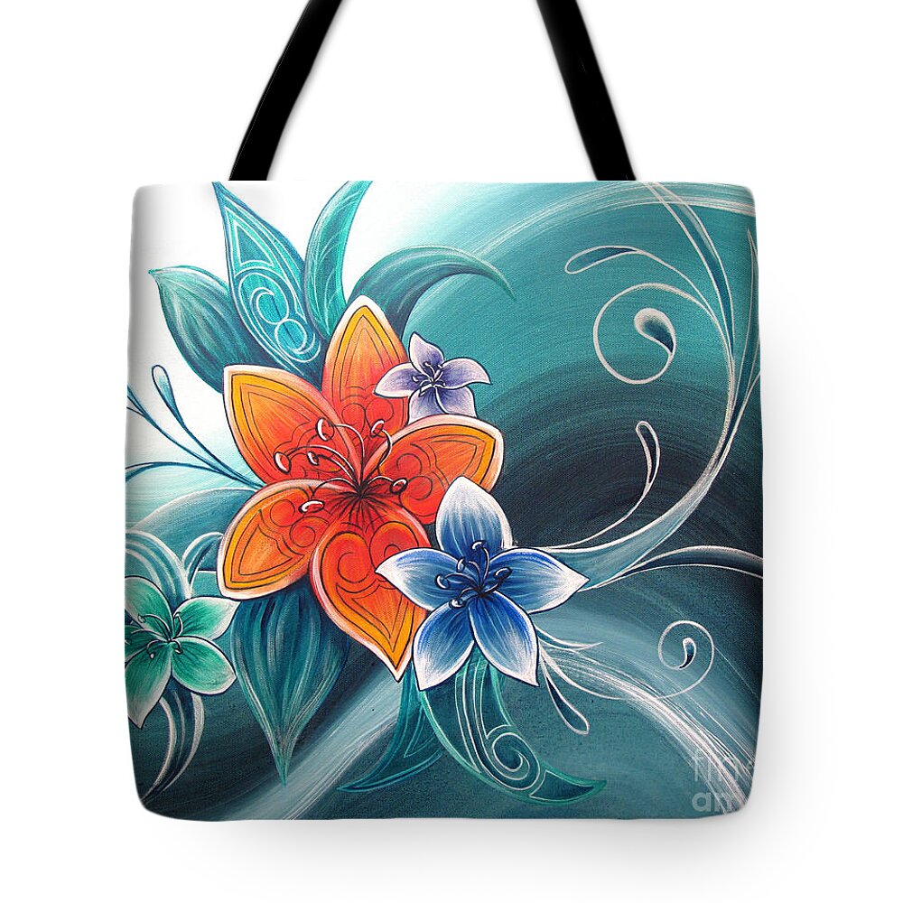 Tropical Tote Bag featuring the painting Tropical Tahi by Reina Cottier