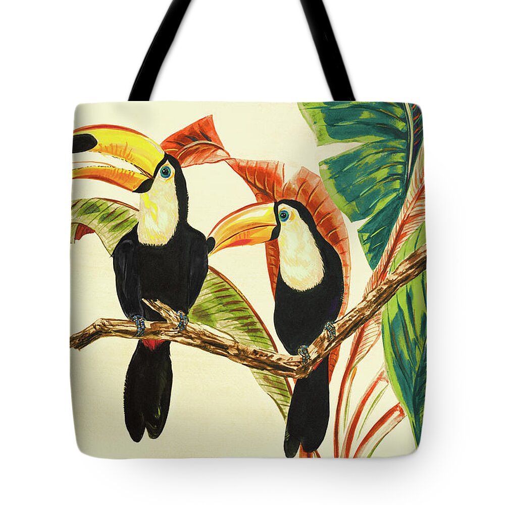 Toucans Tote Bag featuring the painting Tropical Toucans I by Linda Baliko