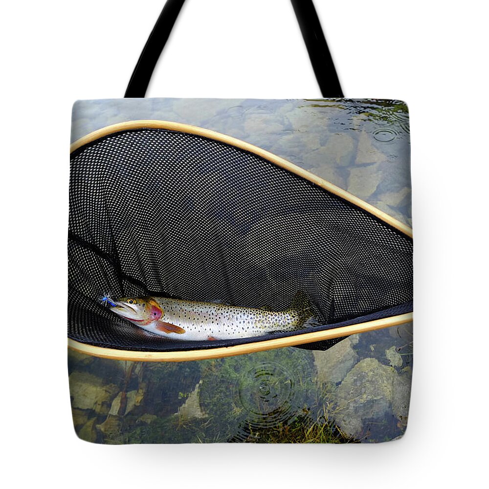 Animal Themes Tote Bag featuring the photograph Trout In Net At Alpine Lake by David Epperson