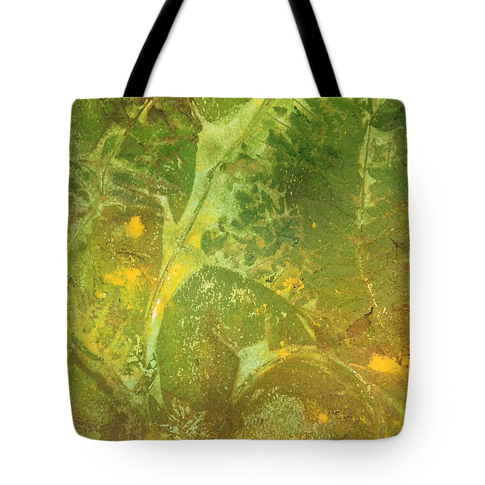 Abstract Tote Bag featuring the painting Trudging Through The Forest by Maura Satchell