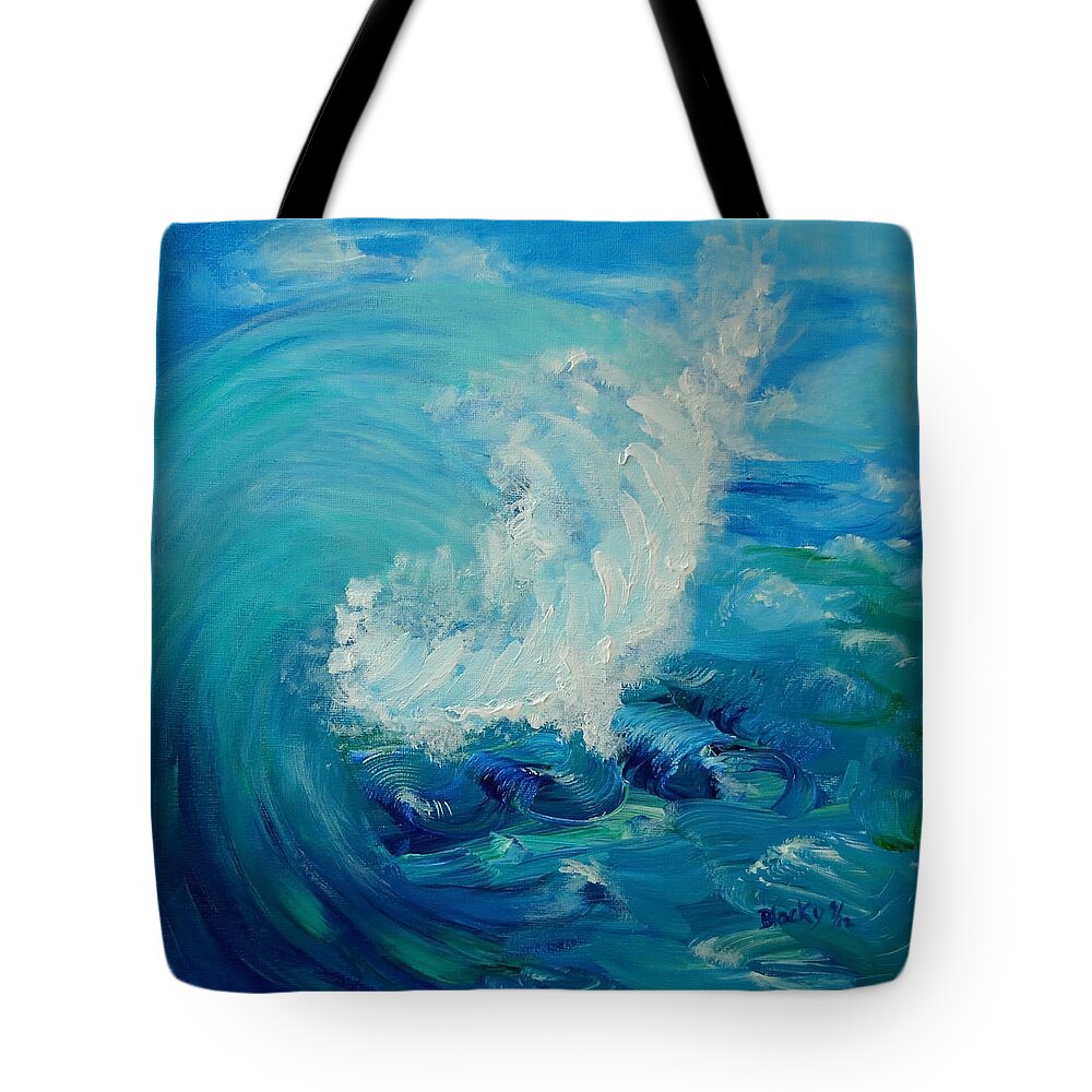 Ocean Tote Bag featuring the painting Tsunami by Donna Blackhall