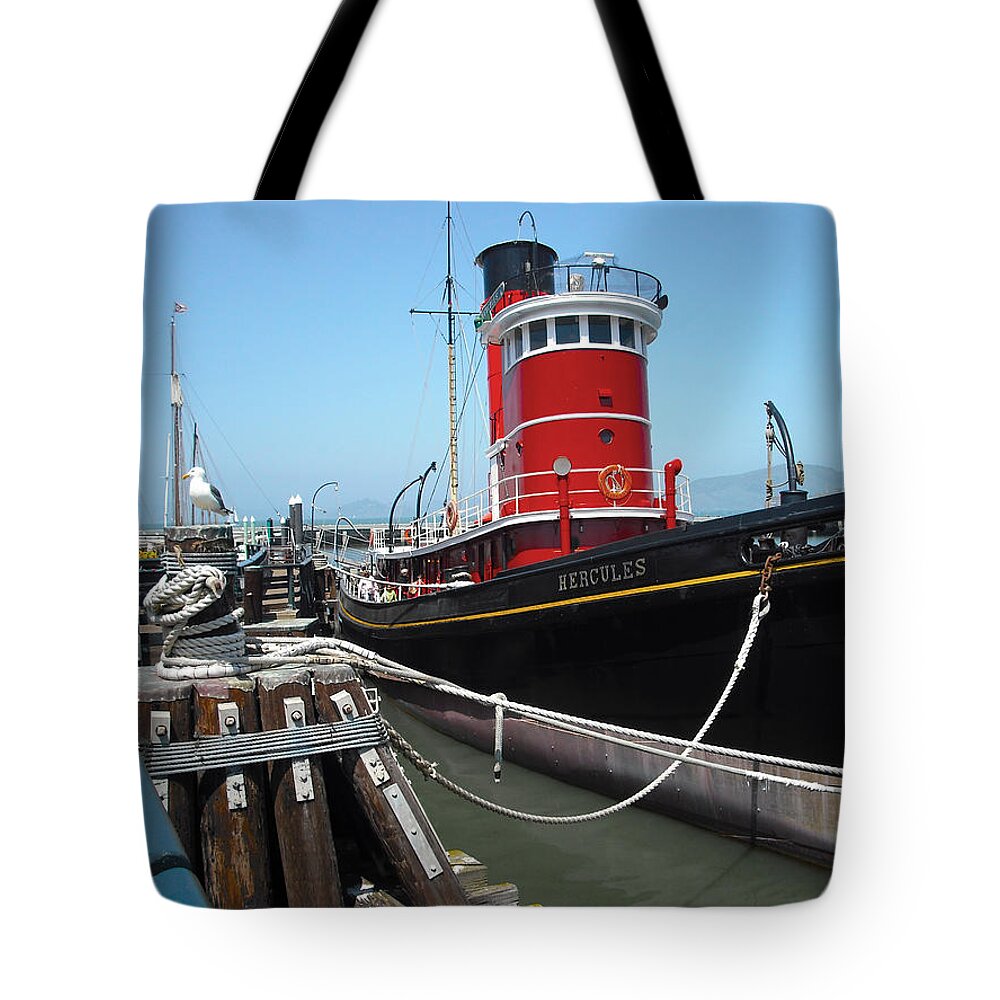Seagull Tote Bag featuring the photograph Tug Boat by Carlos Diaz
