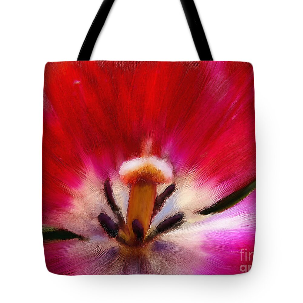 Flower Tote Bag featuring the digital art Tulip 7 by Jon Munson II