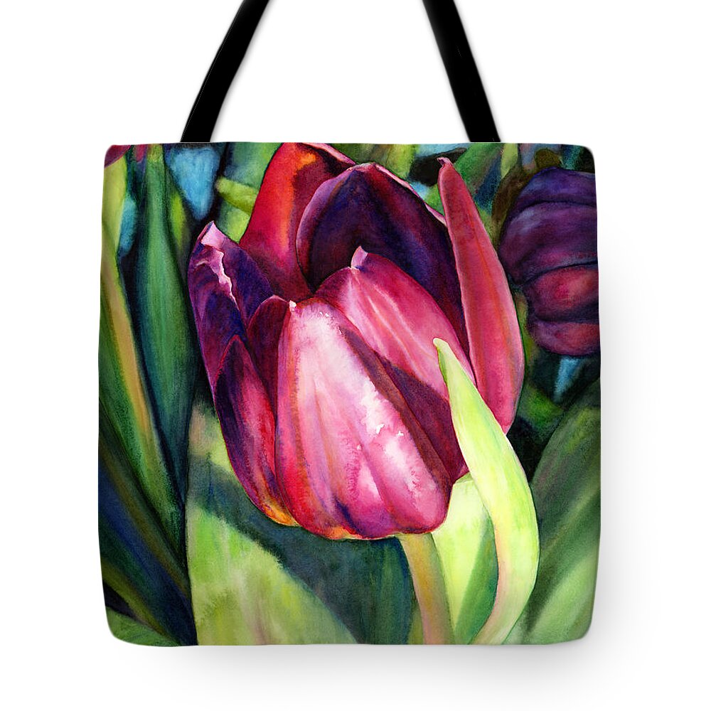 Tulip Tote Bag featuring the painting Tulip Delight by Hailey E Herrera