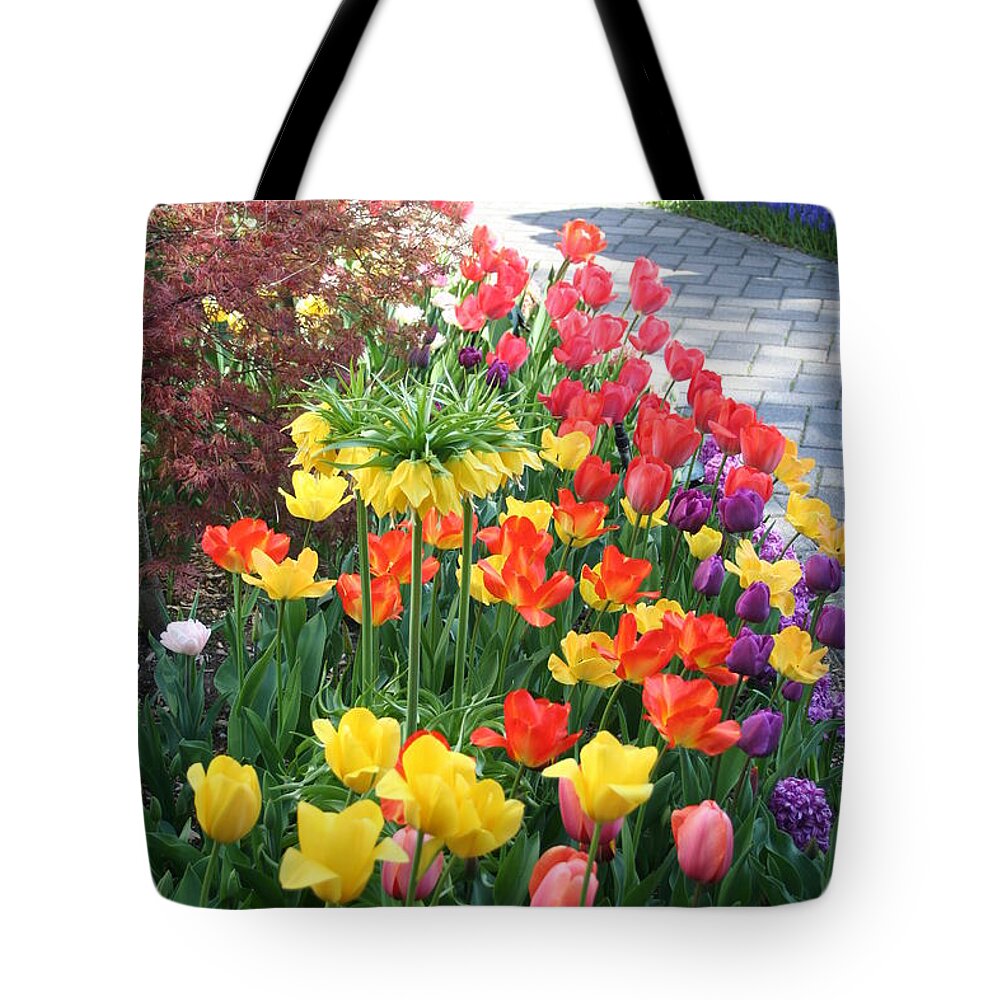 Karen Silvestri Tote Bag featuring the photograph Tulip Path by Karen Silvestri