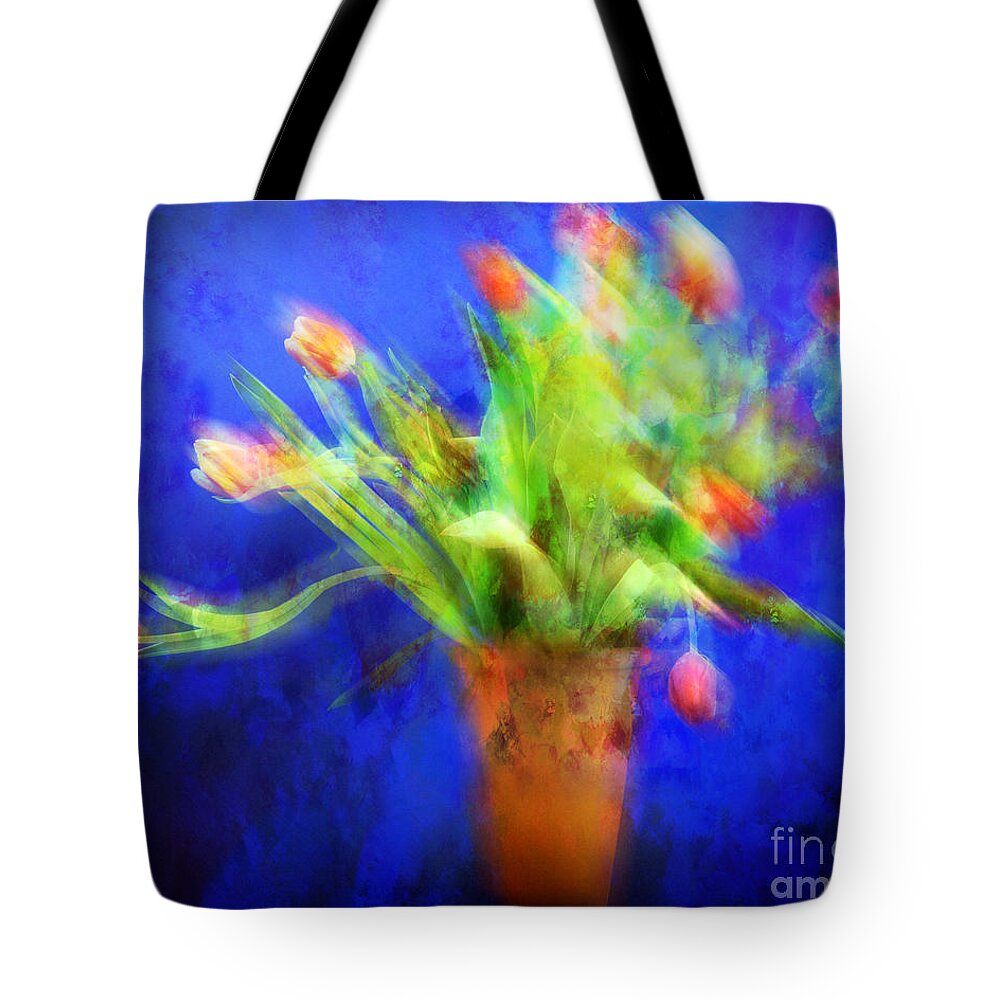 Abstract Tote Bag featuring the photograph Tulips in the Blue by Edmund Nagele FRPS