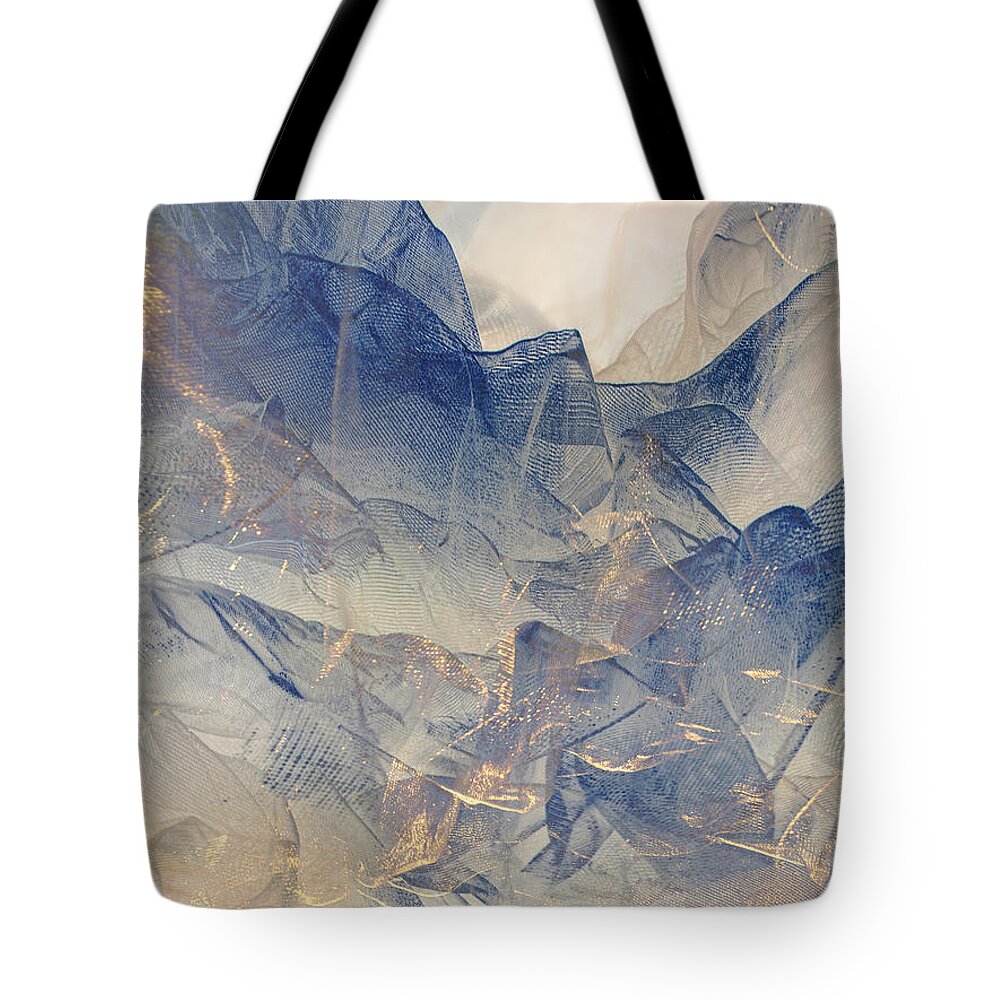 Abstract Tote Bag featuring the digital art Tulle Mountains by Klara Acel