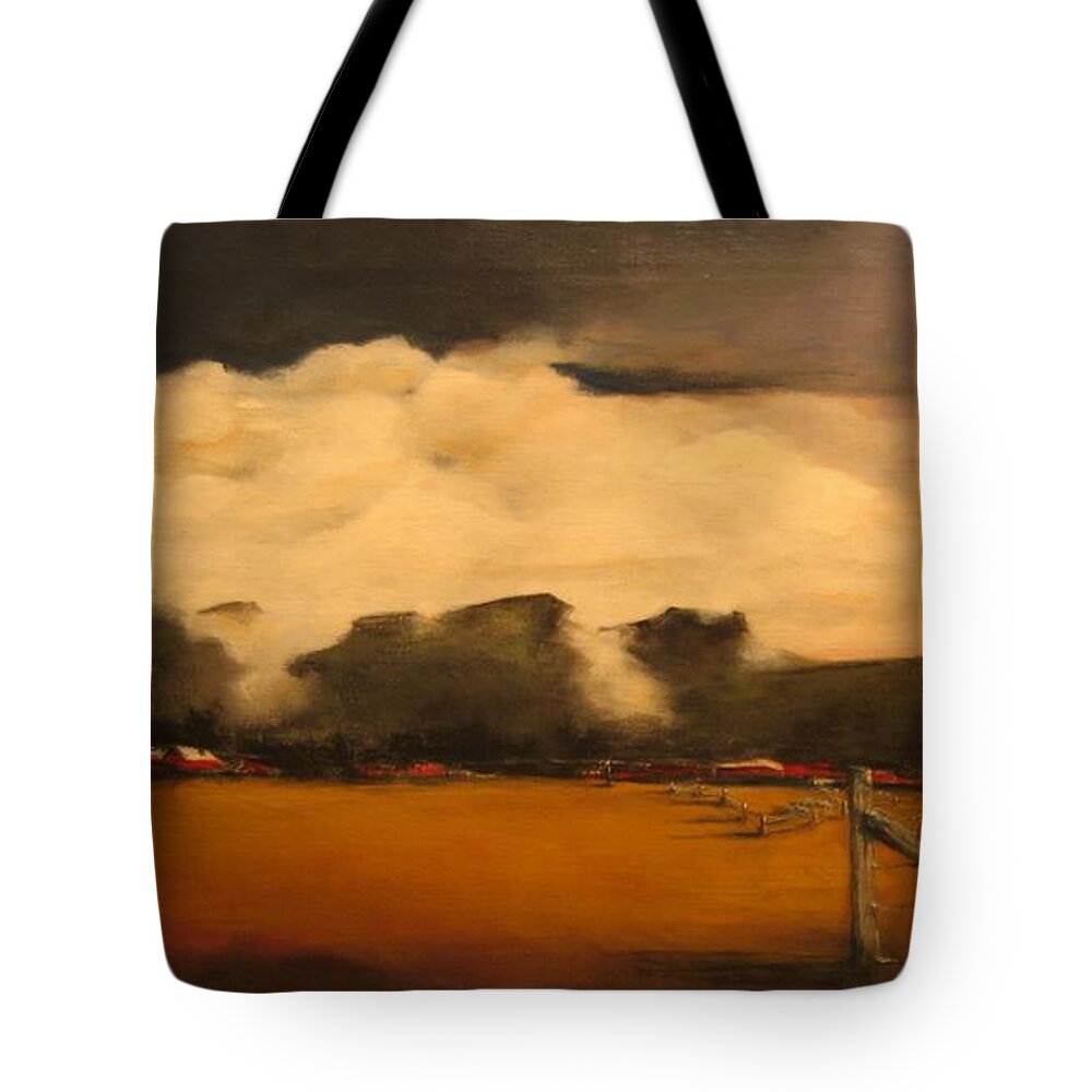 Fineartamerica.com Tote Bag featuring the painting Tumbling Clouds by Diane Strain