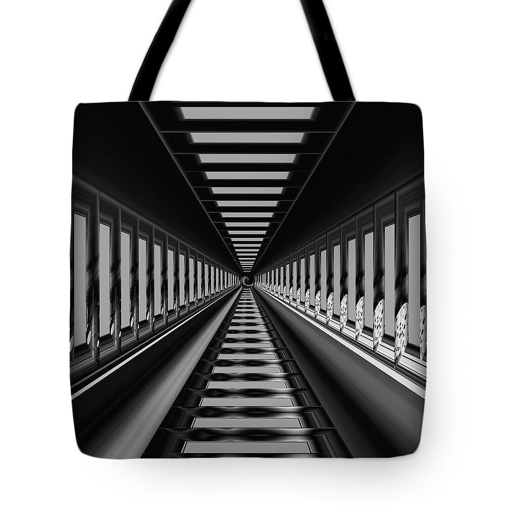 Long Tote Bag featuring the digital art Tunnel Creative Shapes Abstract Design by Raj Kamal