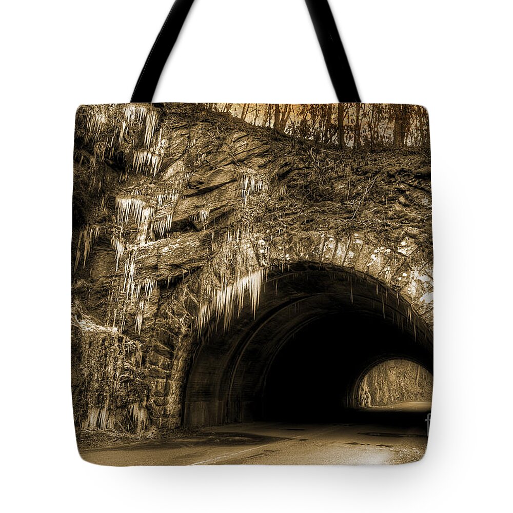 Tunnel Tote Bag featuring the photograph Tunnel Through The Smokies by Michael Eingle