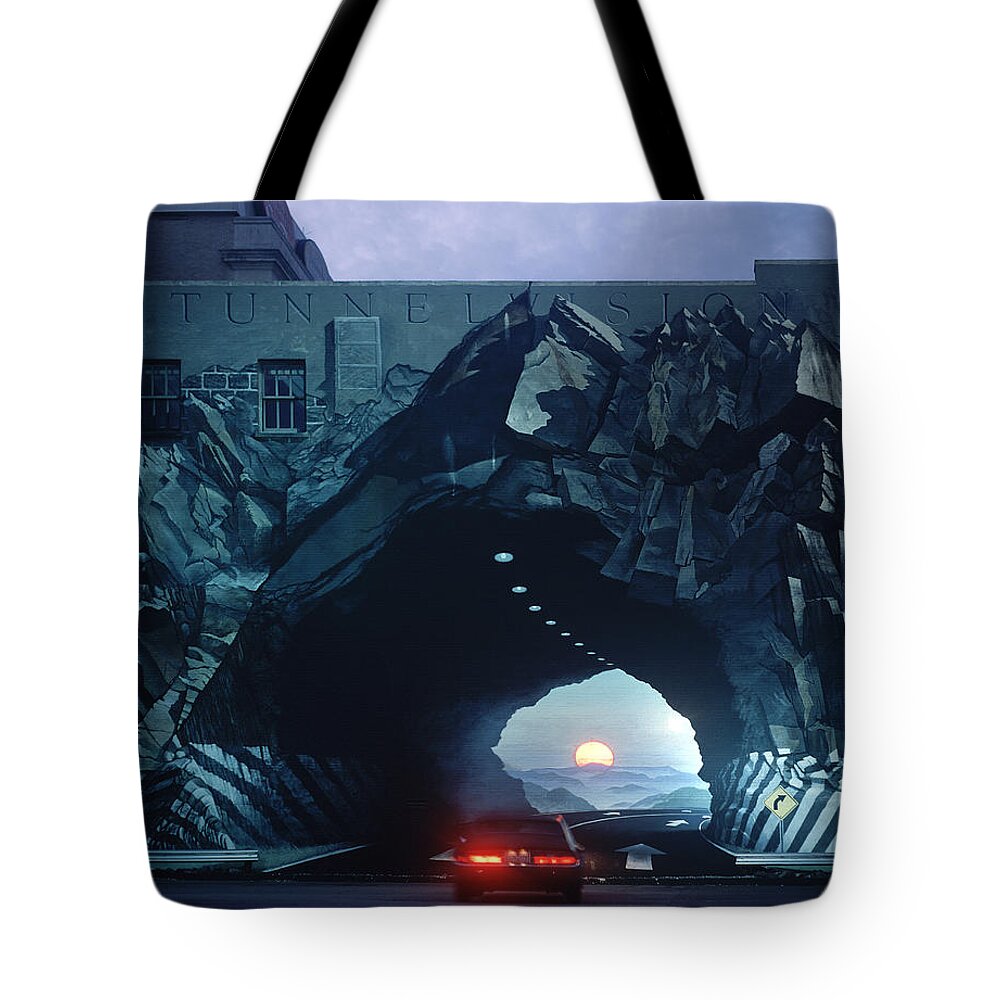 Tunnel Mural Tote Bag featuring the painting Tunnelvision by Blue Sky