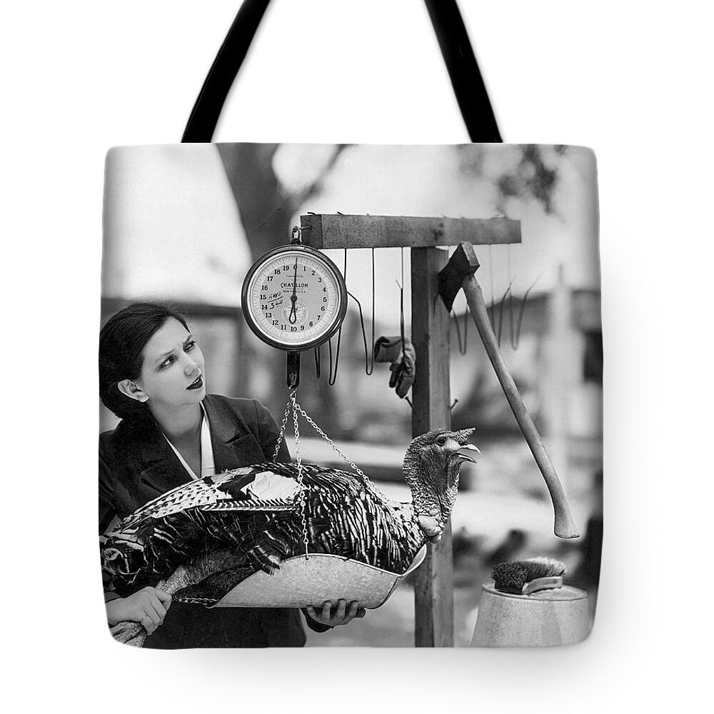 1935 Tote Bag featuring the photograph Turkey Day Coming Up by Stax