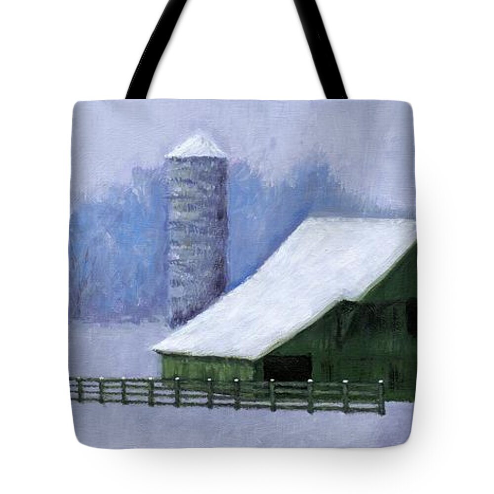 Barn Tote Bag featuring the painting Turner Barn in Brentwood by Janet King